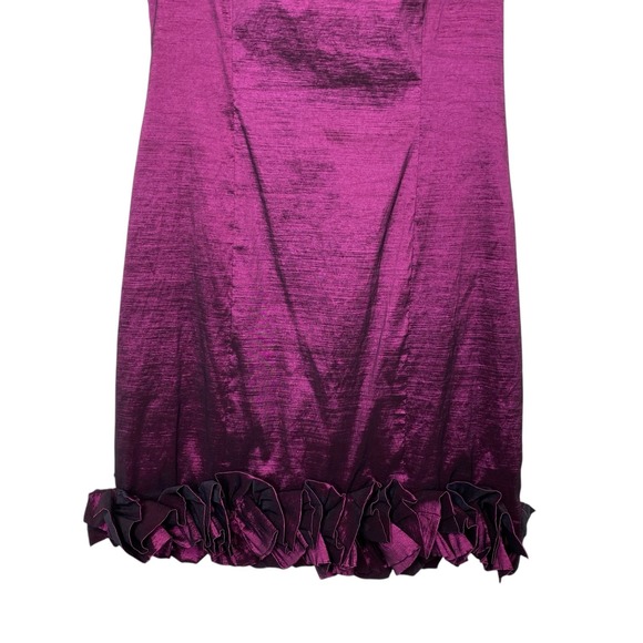Jessica McClintock Vintage Taffeta Mini Shift Dress with Ruffle Hem Purple - Picture 4 of 5